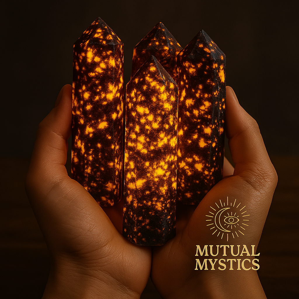 Yooperlite Flame Crystal Tower – Illuminate Your Rituals