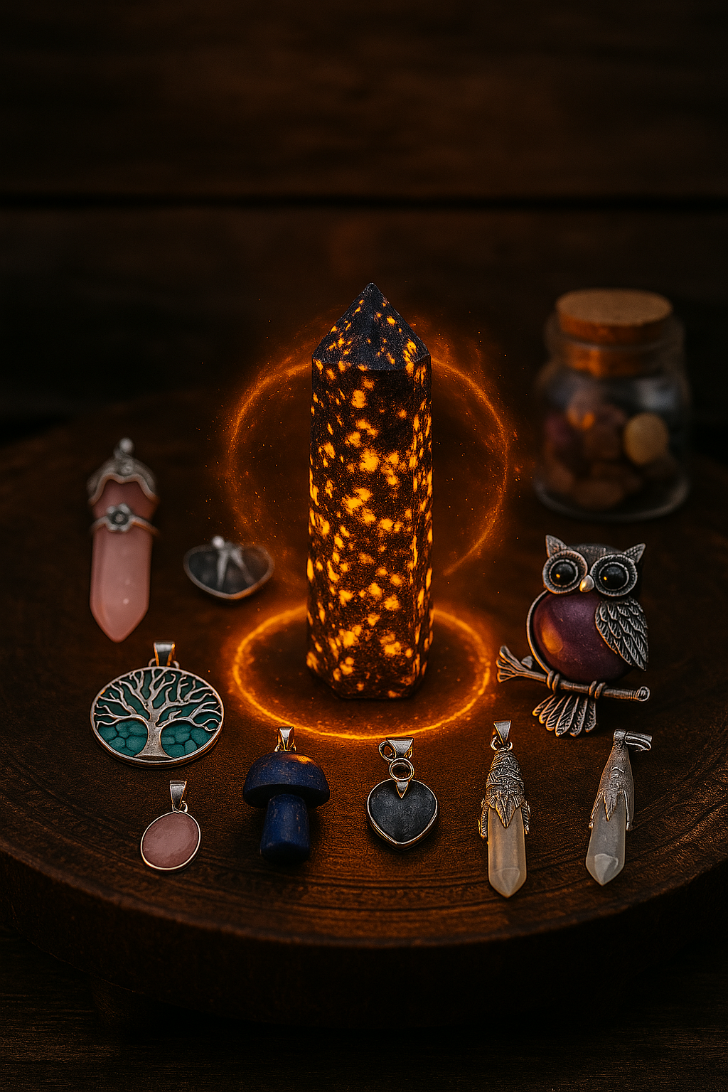 Yooperlite Flame Crystal Tower – Illuminate Your Rituals